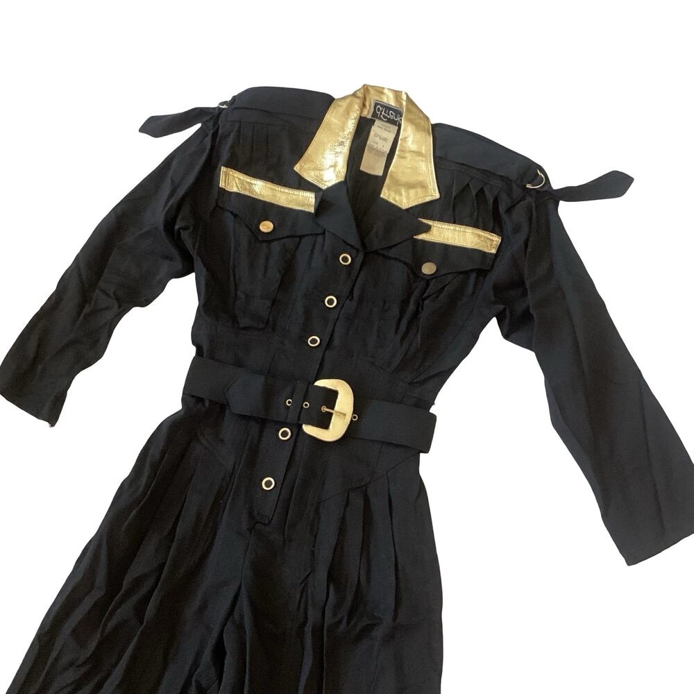 Vintage 80s Black and Gold Jumpsuit - Picture 4 of 9
